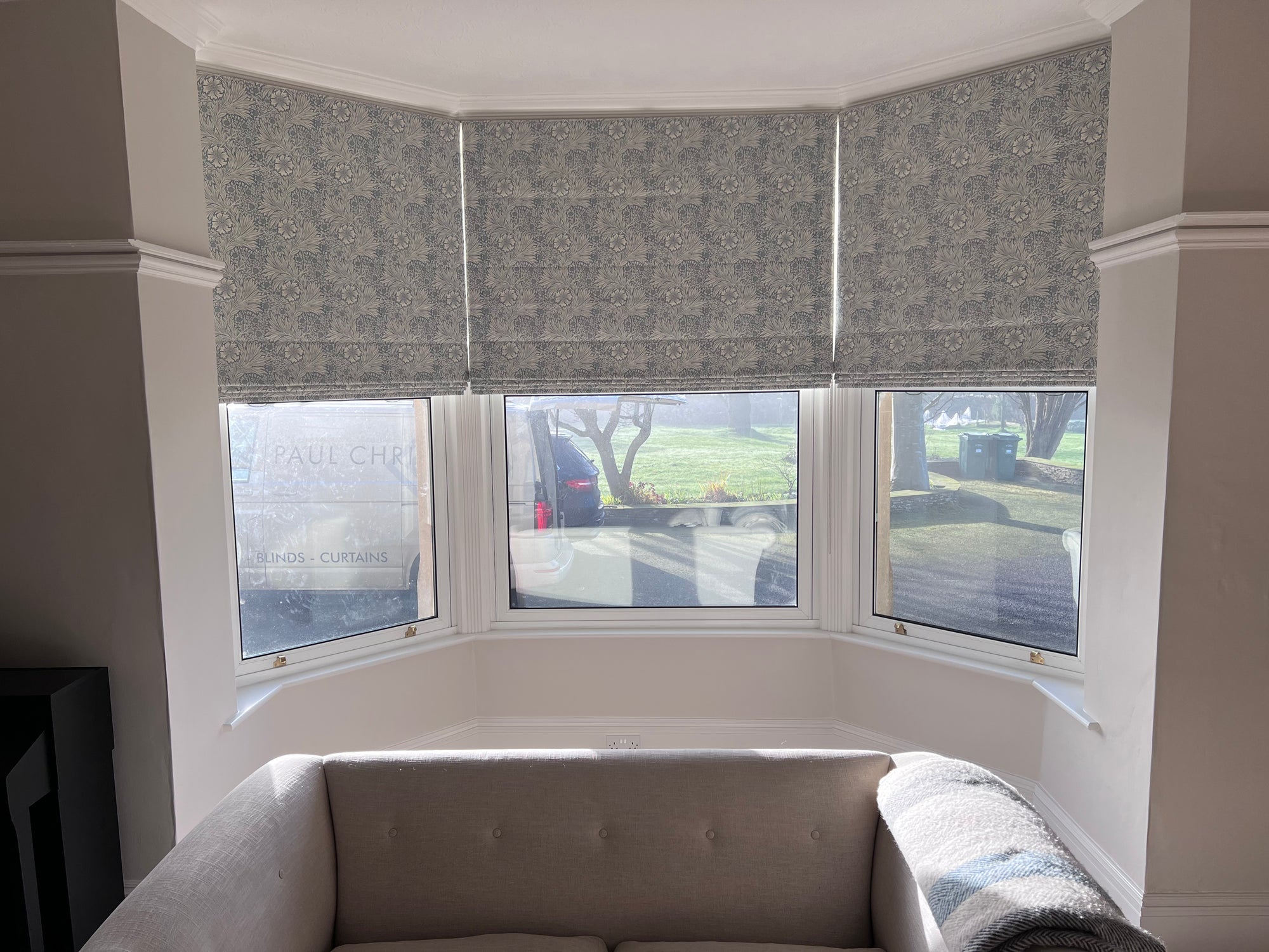 Roman blinds for bay window by Paul Christian Bristol and Bath