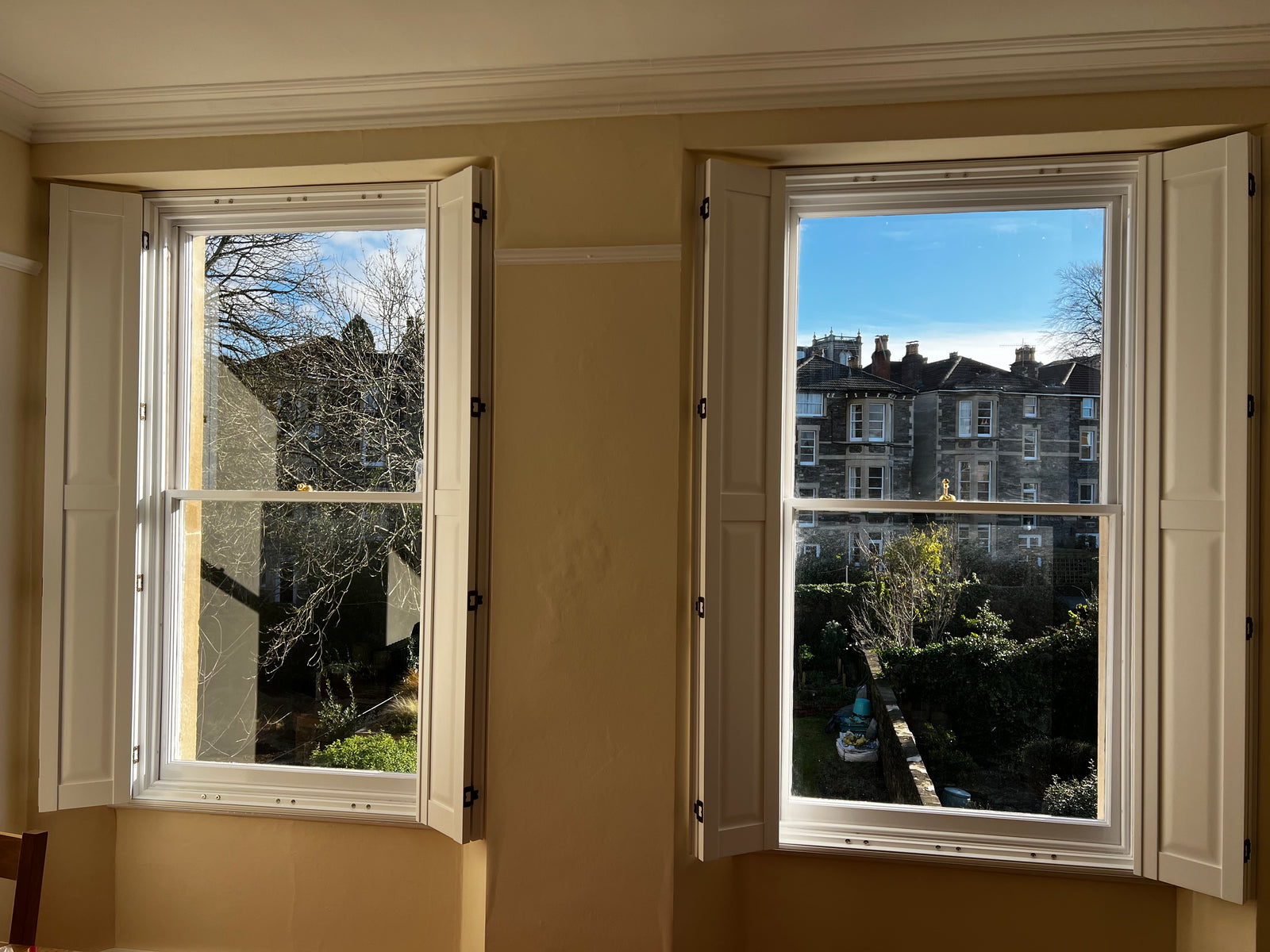 Solid Wood Shutters in Clifton Bristol fitted by Paul Christian Bristol and Bath
