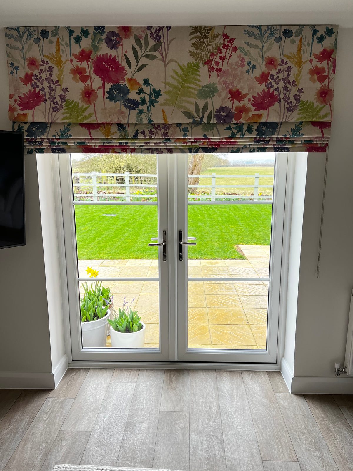 roman blind over patio doors by Paul Christian Bristol and Bath